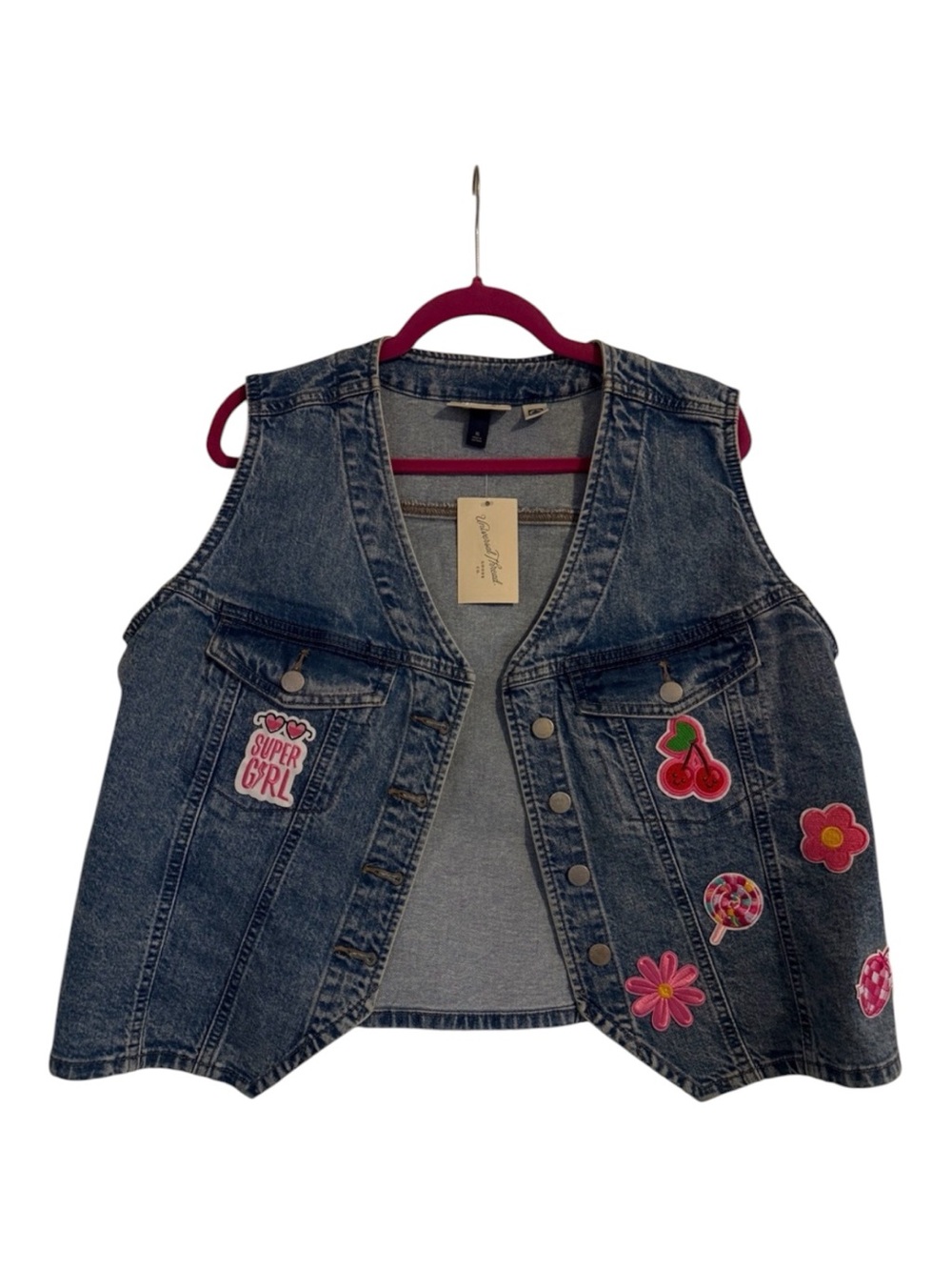 Denim Vest with Fun Patches - Blue